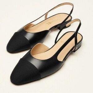 CHANEL Black Slingback Flats